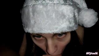 Dirty Xmas Eve BJ under twinkling lights