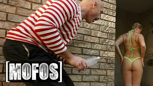 MOFOS - Harley King Teases Charles Dera With Public Masturbation