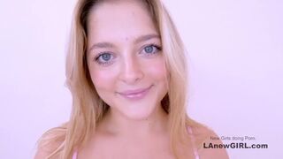 Blonde bombshell's succulent slit succumbs to massive creampie explosion