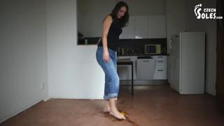 Feet worship fetish: I'll crush ripe produce & you'll savor my giant soles' sweet submission