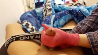 Fucked by my Bride's Pink Latex-Encased Fingers on Web Cam