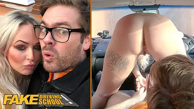 Fake Driving School - Busty Tattooed Blonde Enjoyed Before Her Test