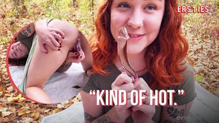 Cute American Girl Explores Outdoor Pleasures with Glass Toy