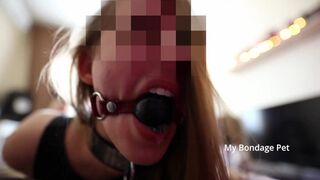 MY BONDAGE PET Struggles in a Hogtie // Gagged // Metal Bondage
