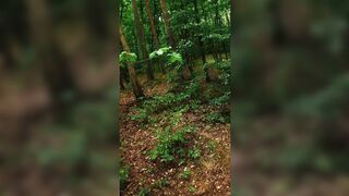 Crazy girl hiker fucks in the forest