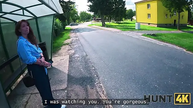 HUNT4K  Shy redhead girl gets off with girlfriend watching