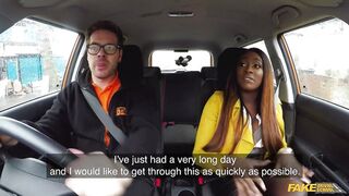 Ebony with Big Black Tits and Ass Fucking in a Learner Car - Fake Driving School