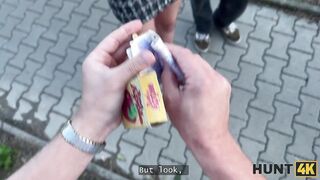 HUNT4K. Sexy babe Una Fairy was picked up by a stranger and was showing her tits on front of BF