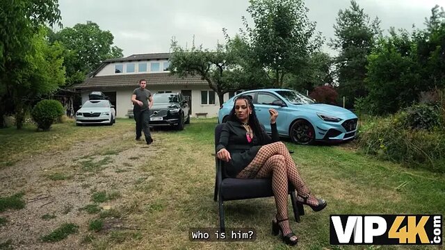 Seductive debt collector meets a hot brunette for an